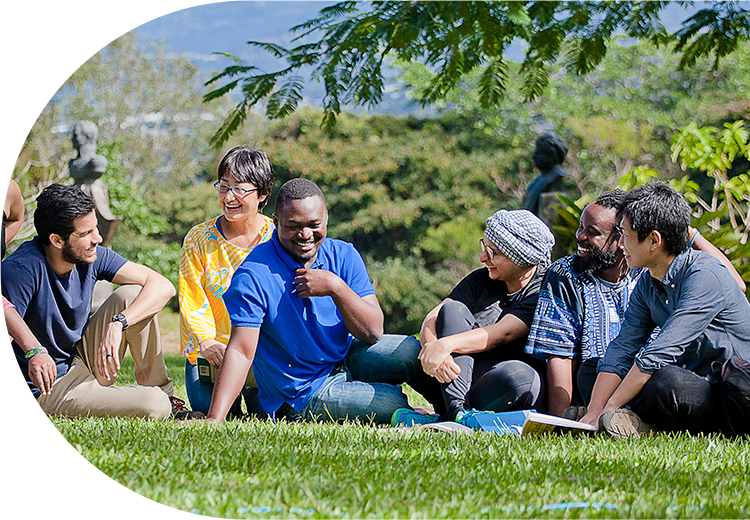 students students having fun in a field